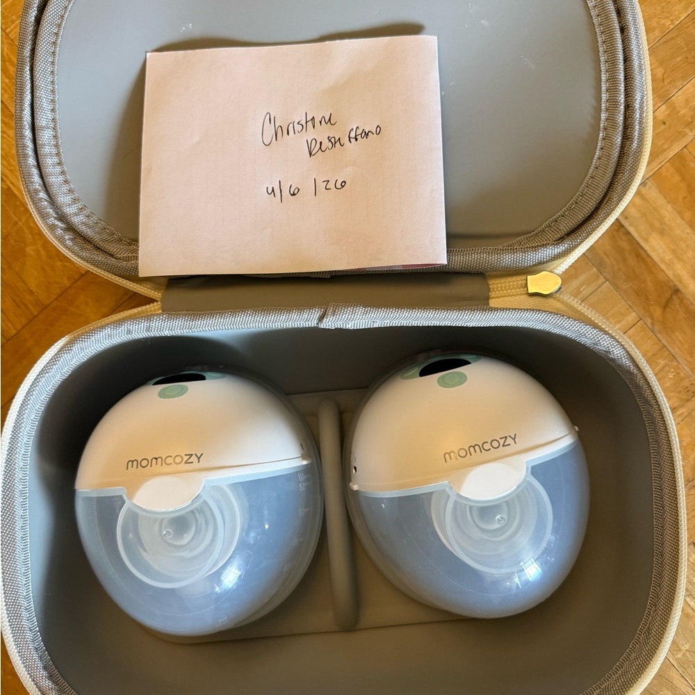 Momcozy Portable Double Electric Breast Pump - White & Clear